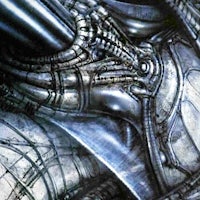 a close up of a metal alien creature